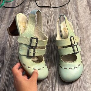 John Fluevog Mint Green Minstrel Heels